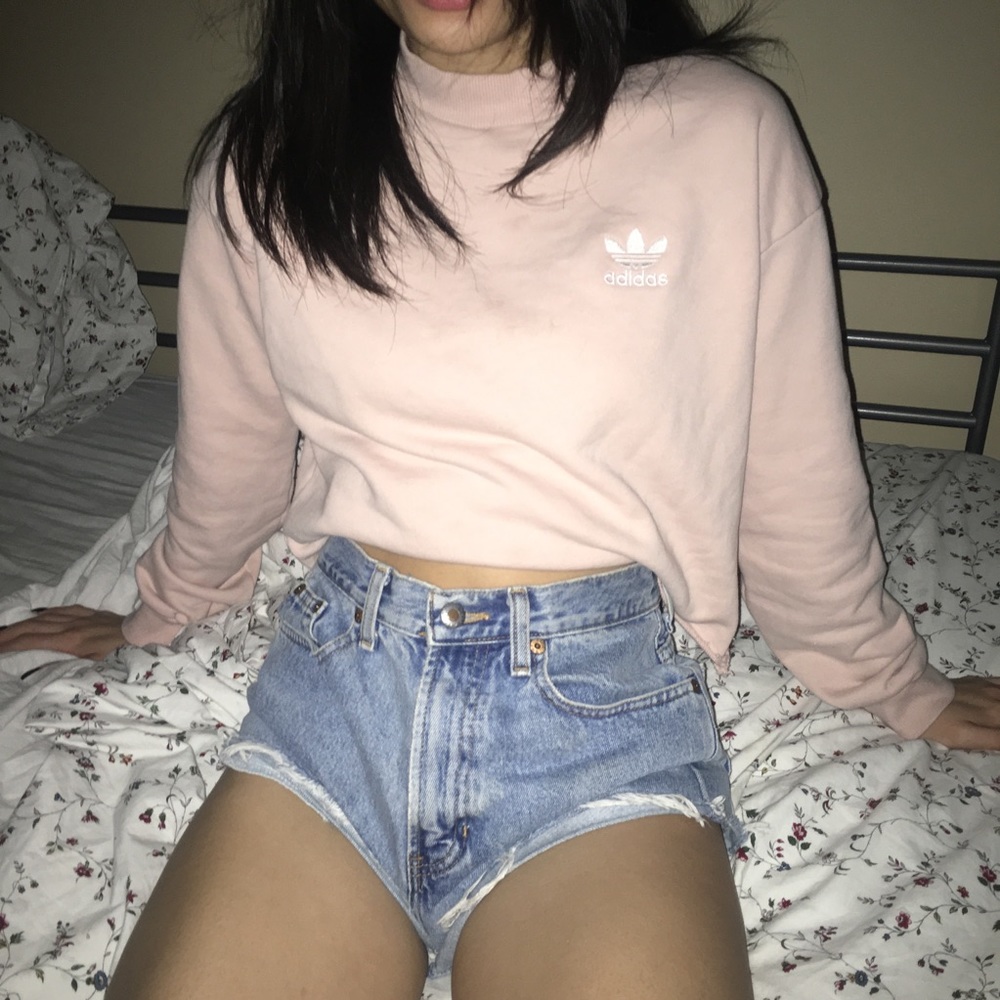 Adidas Originals Cropped Baby Pink Sweatshirt